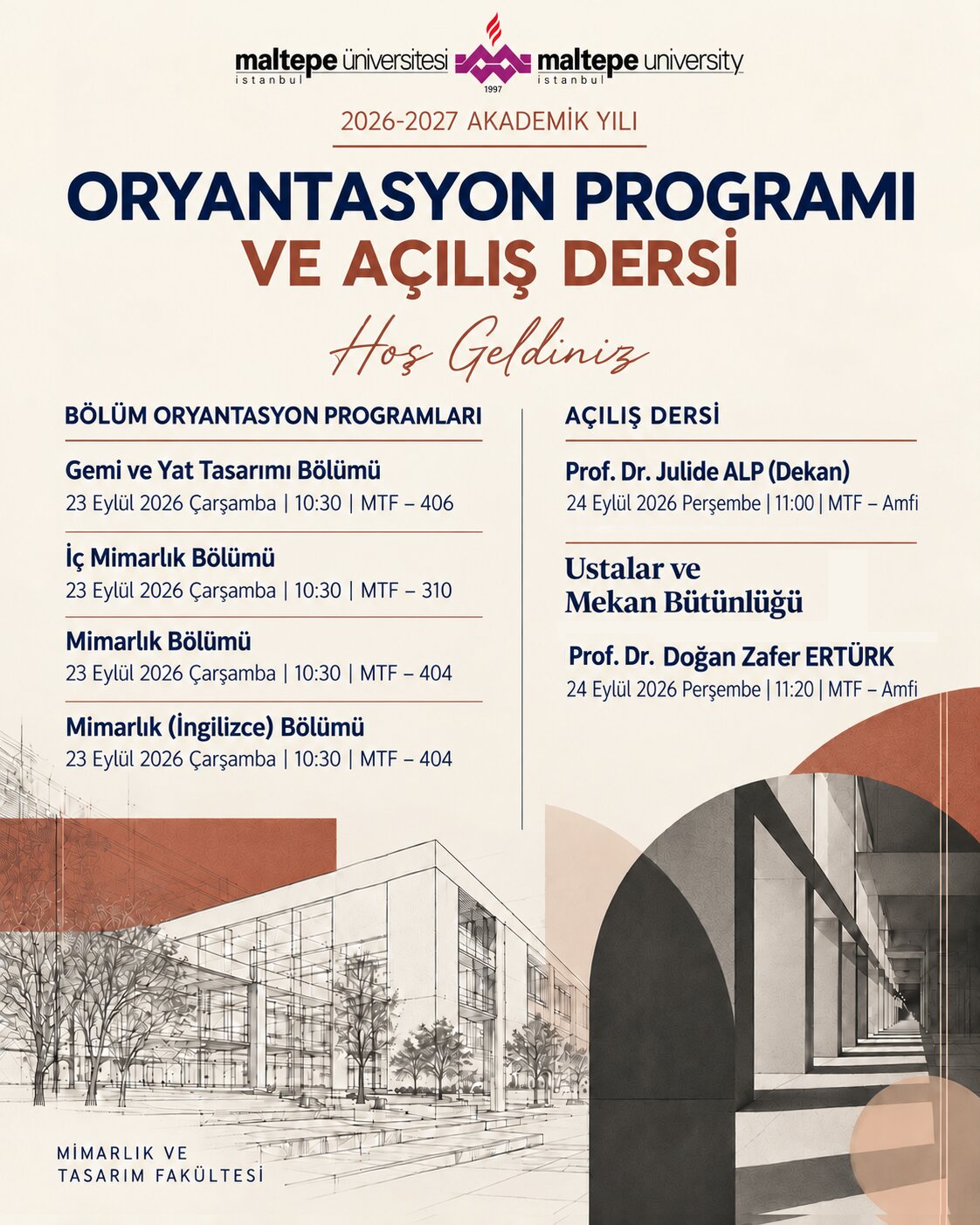 2026–27 Academic Year Orientation Program and Opening Lecture